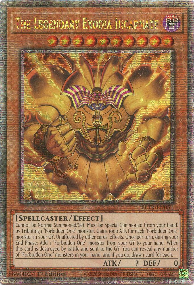 The Legendary Exodia Incarnate (Quarter Century Secret Rare) BLTR-EN051 card from Battles of Legend: Terminal Revenge