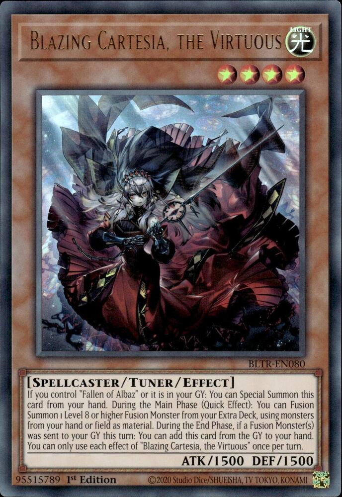 Blazing Cartesia, the Virtuous BLTR-EN080 card from Battles of Legend: Terminal Revenge