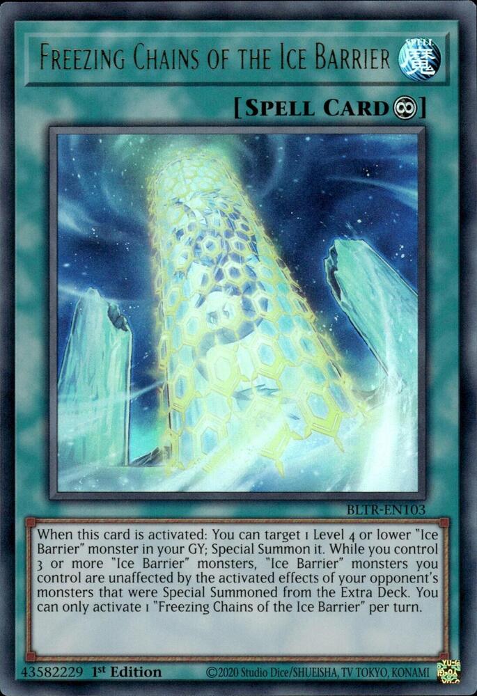Freezing Chains of the Ice Barrier BLTR-EN103 card from Battles of Legend: Terminal Revenge