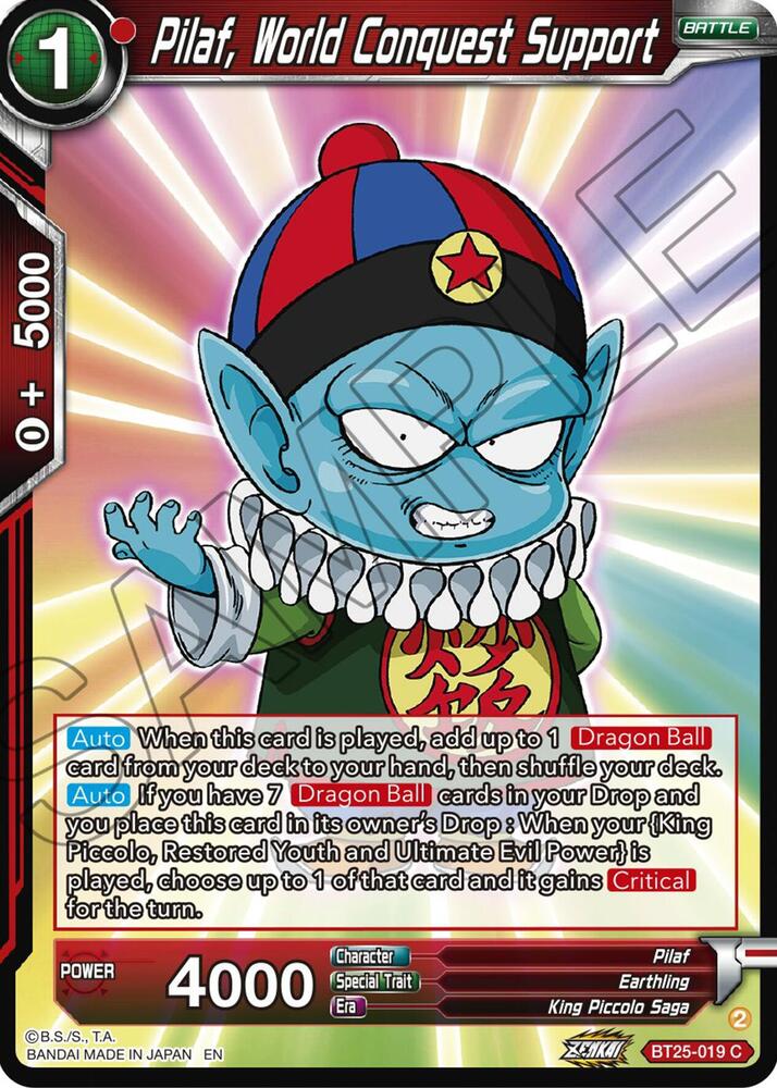 Pilaf, World Conquest Support BT25-019 card from Legend of the Dragon Balls