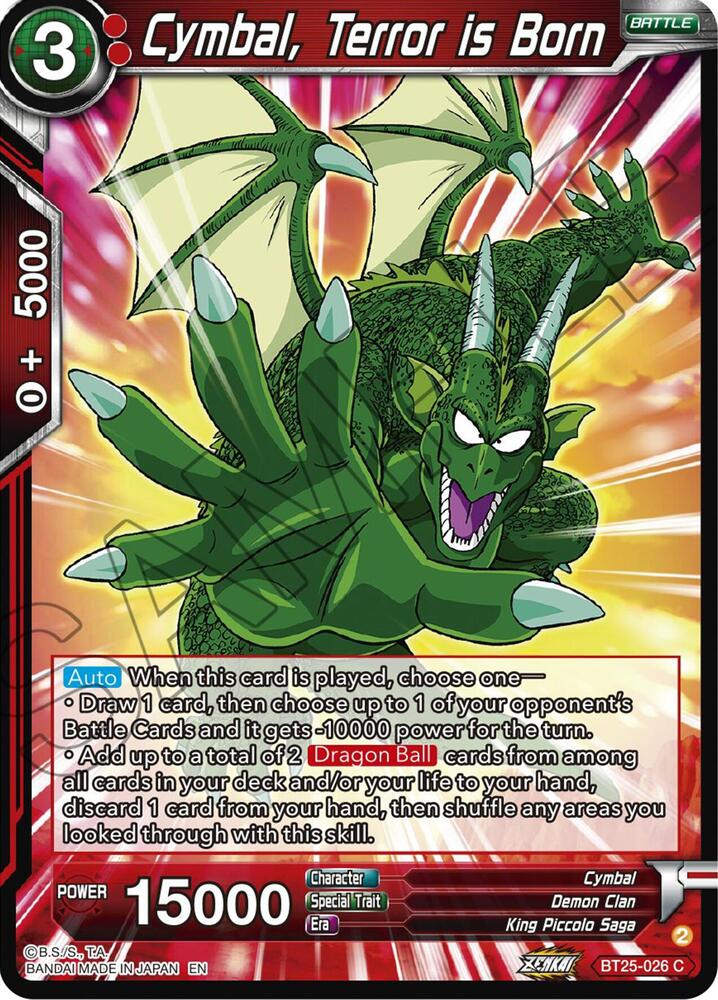 Cymbal, Terror is Born BT25-026 card from Legend of the Dragon Balls