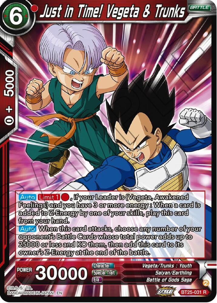 Just in Time! Vegeta & Trunks BT25-031 card from Legend of the Dragon Balls