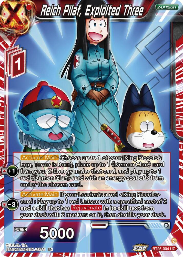 Reich Pilaf, Exploited Three BT25-004 card from Legend of the Dragon Balls