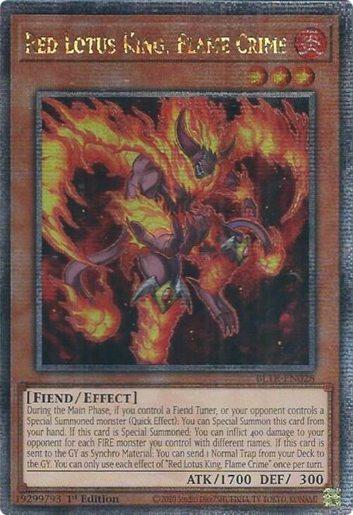 Red Lotus King, Flame Crime (Quarter Century Secret Rare) BLTR-EN028 card from Battles of Legend: Terminal Revenge