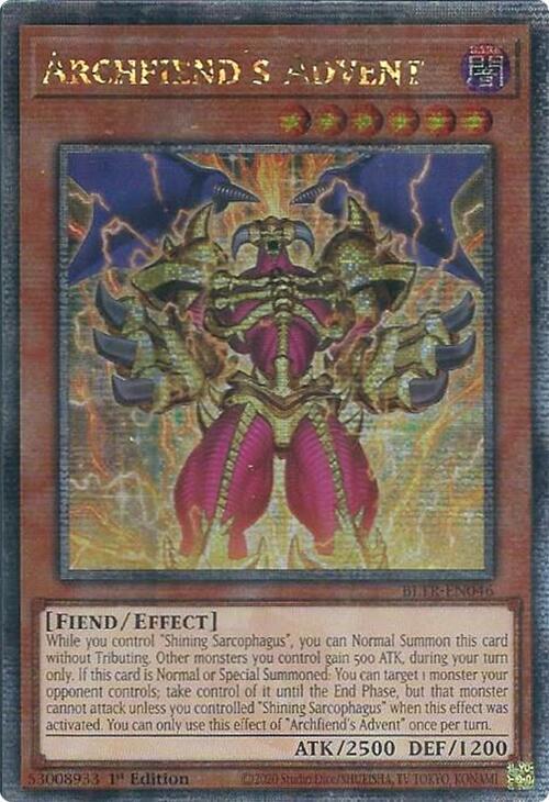 Archfiend's Advent (Quarter Century Secret Rare) BLTR-EN046 card from Battles of Legend: Terminal Revenge