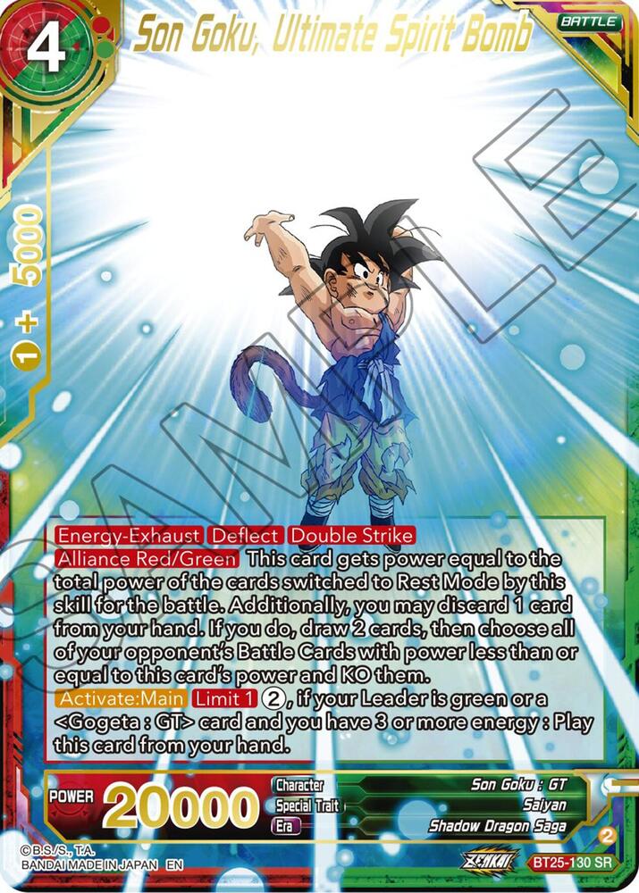 Son Goku, Ultimate Spirit Bomb BT25-130 card from Legend of the Dragon Balls