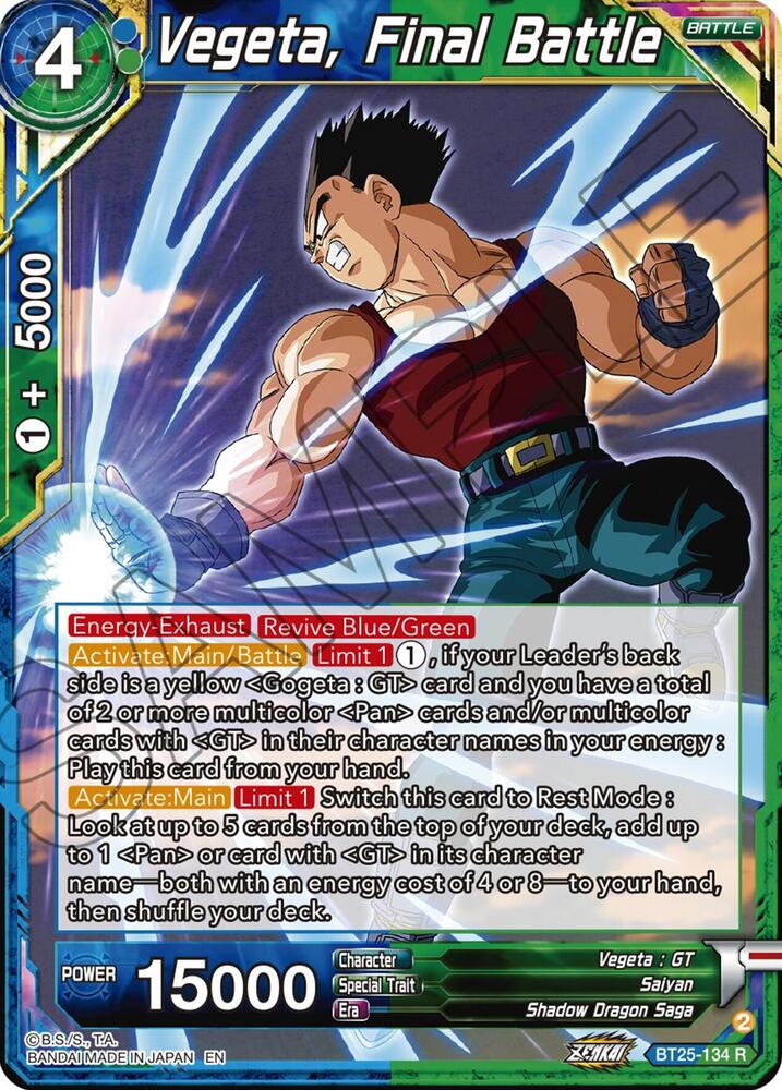 Vegeta, Final Battle BT25-134 card from Legend of the Dragon Balls