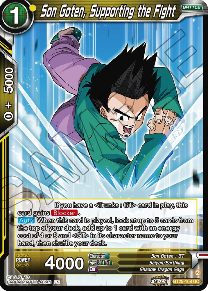 Son Goten, Supporting the Fight BT25-108 card from Legend of the Dragon Balls