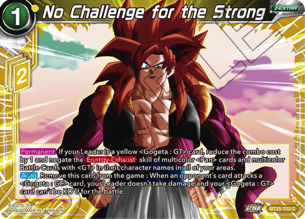No Challenge for the Strong BT25-103 card from Legend of the Dragon Balls