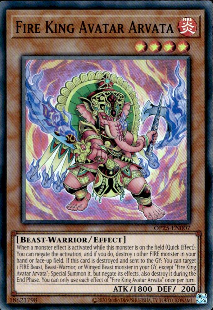 Fire King Avatar Arvata OP25-EN007 card from OTS Tournament Pack 25