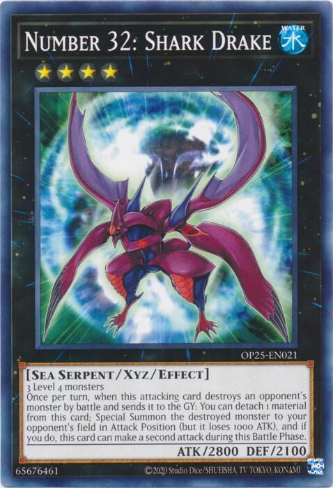 Number 32: Shark Drake OP25-EN021 card from OTS Tournament Pack 25
