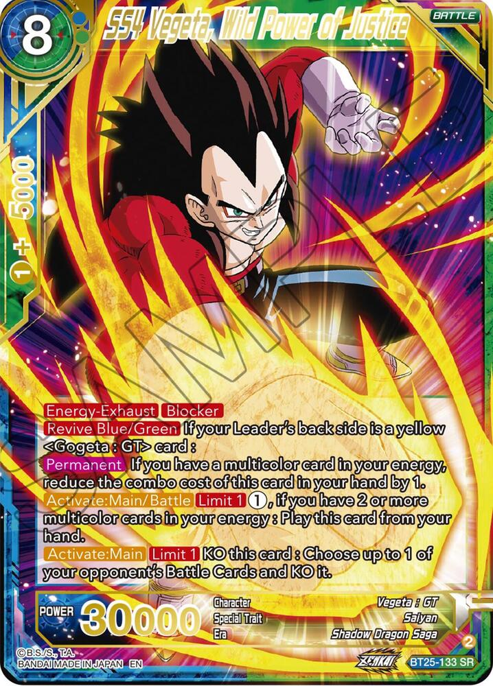 SS4 Vegeta, Wild Power of Justice BT25-133 card from Legend of the Dragon Balls