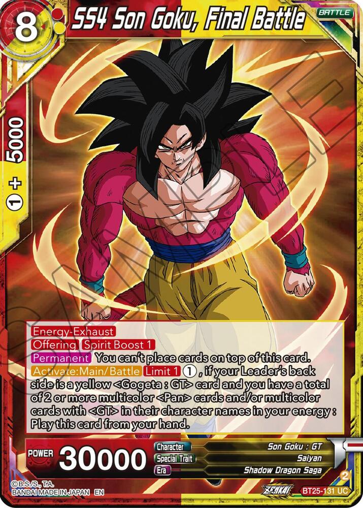 SS4 Son Goku, Final Battle BT25-131 card from Legend of the Dragon Balls