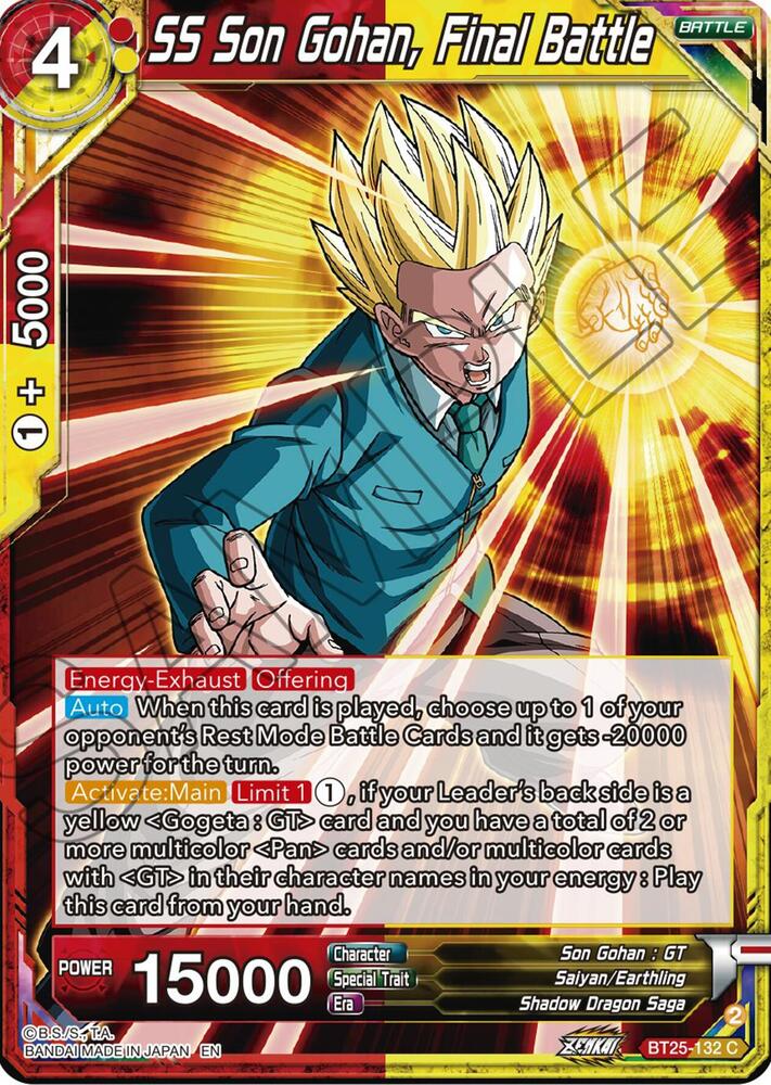 SS Son Gohan, Final Battle BT25-132 card from Legend of the Dragon Balls