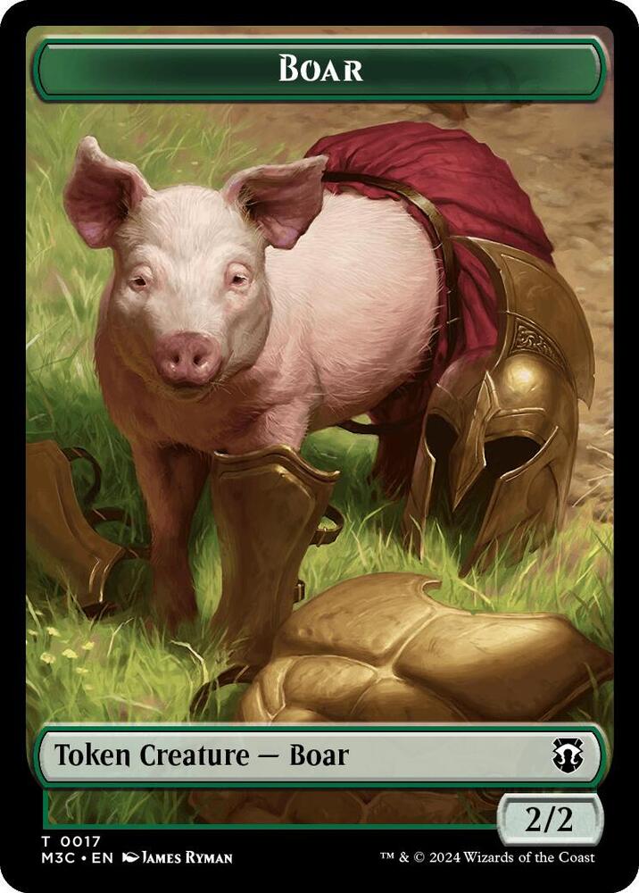 Boar (Ripple Foil) // Forest Dryad Double-Sided Token 17 // 19 card from Commander: Modern Horizons 3