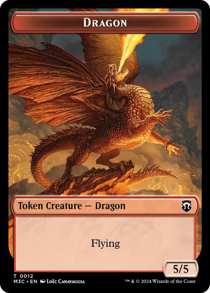Dragon (Ripple Foil) // Treasure Double-Sided Token 12 // 34 card from Commander: Modern Horizons 3