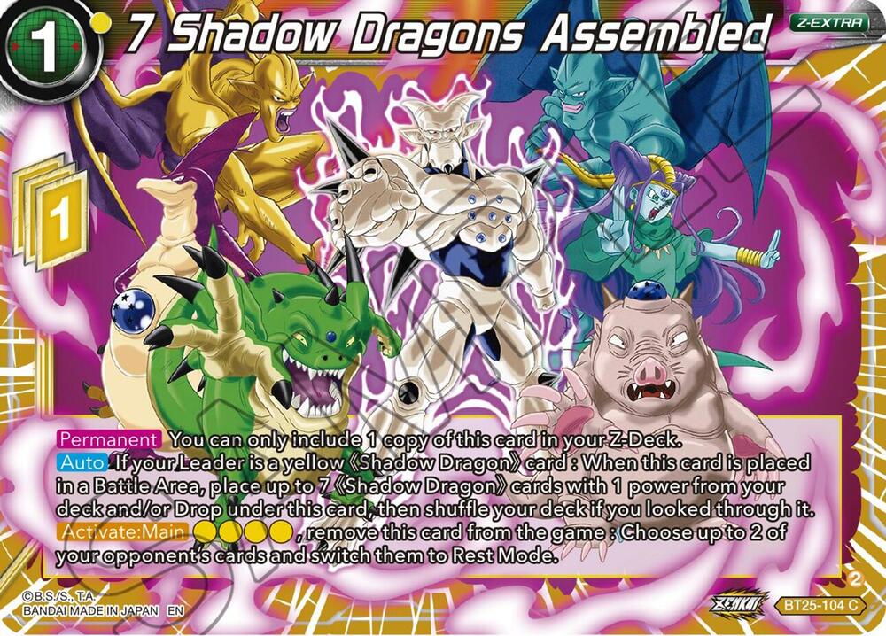 7 Shadow Dragons Assembled BT25-104 card from Legend of the Dragon Balls
