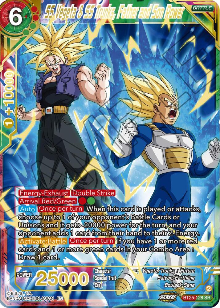 SS Vegeta & SS Trunks, Father and Son Power BT25-128 card from Legend of the Dragon Balls