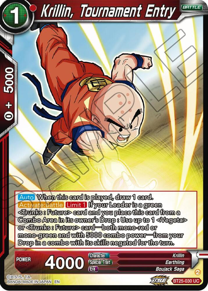 Krillin, Tournament Entry BT25-030 card from Legend of the Dragon Balls