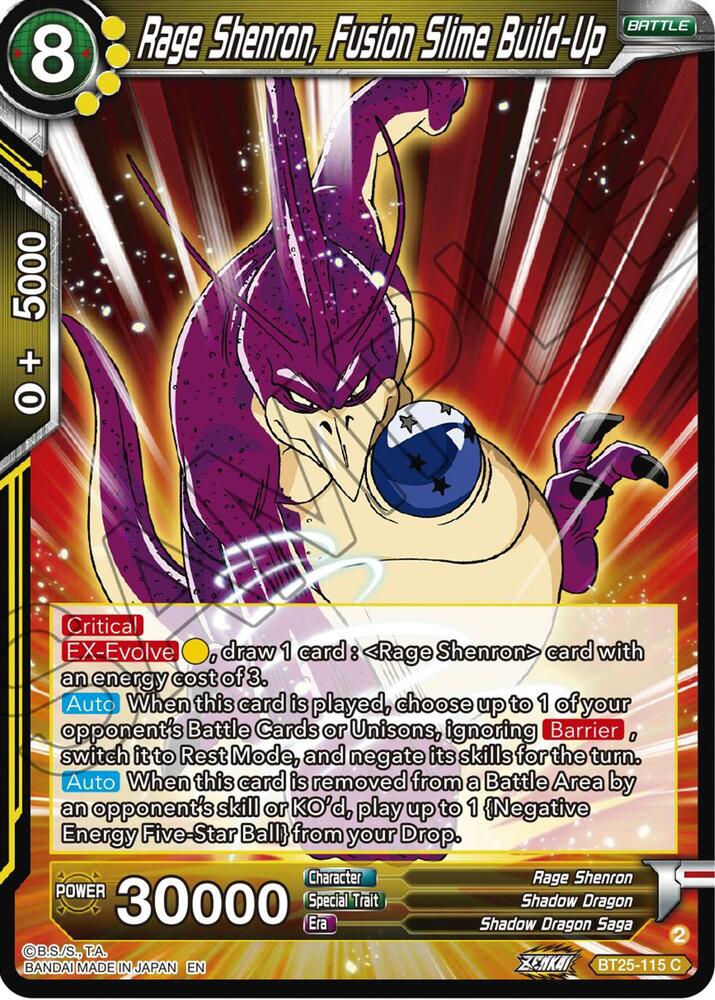 Rage Shenron, Fusion Slime Build-Up BT25-115 card from Legend of the Dragon Balls