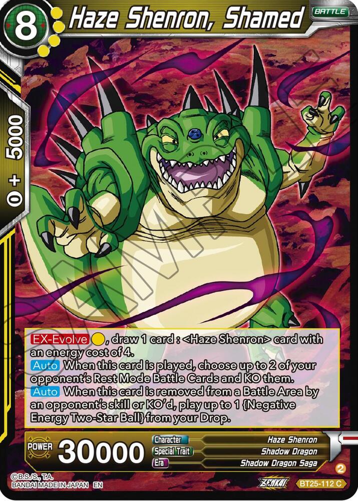 Haze Shenron, Shamed BT25-112 card from Legend of the Dragon Balls