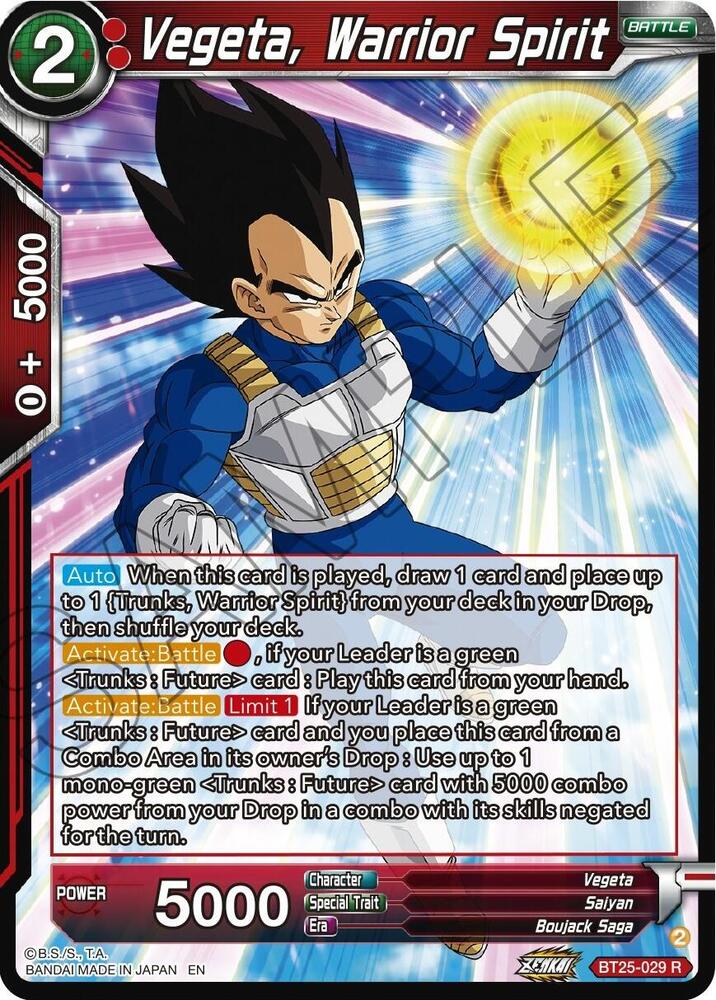 Vegeta, Warrior Spirit BT25-029 card from Legend of the Dragon Balls