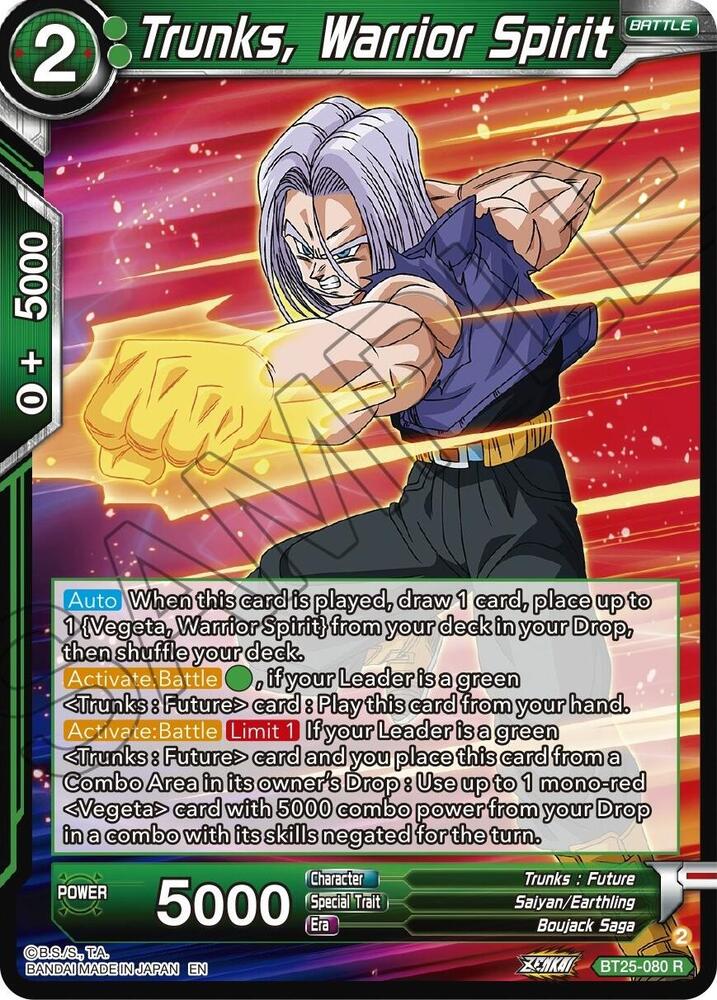 Trunks, Warrior Spirit BT25-080 card from Legend of the Dragon Balls
