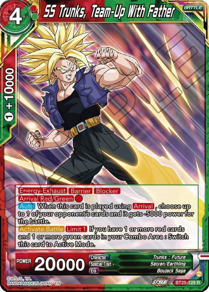SS Trunks, Team-Up With Father BT25-129 card from Legend of the Dragon Balls