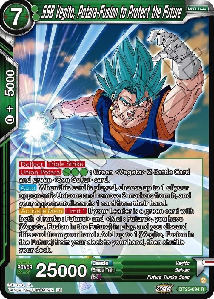 SSB Vegito, Potara-Fusion to Protect the Future BT25-094 card from Legend of the Dragon Balls