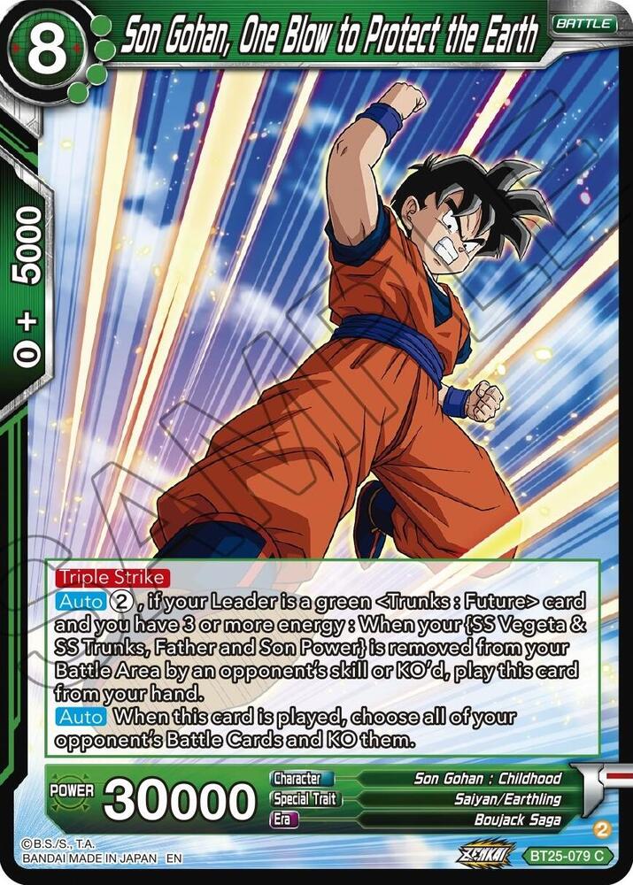 Son Gohan, One Blow to Protect the Earth BT25-079 card from Legend of the Dragon Balls