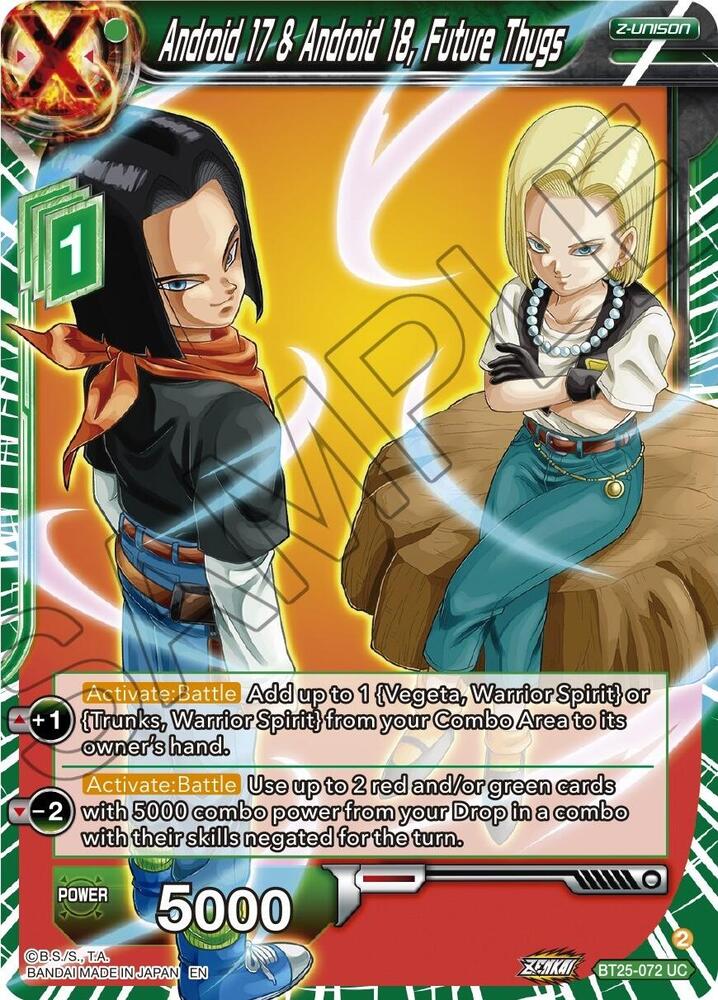 Android 17 & Android 18, Future Thugs BT25-072 card from Legend of the Dragon Balls
