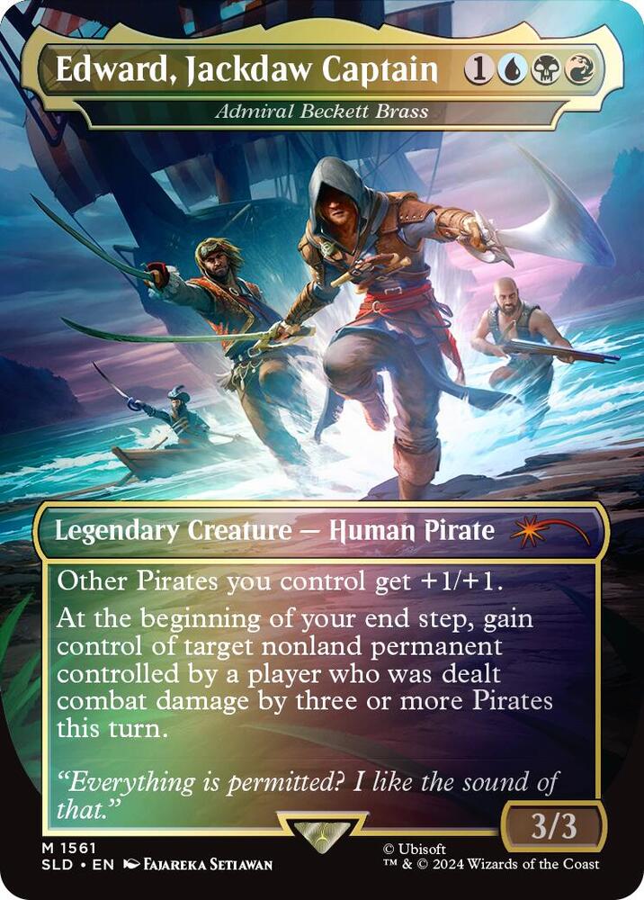 Edward, Jackdaw Captain - Admiral Beckett Brass (Rainbow Foil) 1561 card from Secret Lair Drop Series