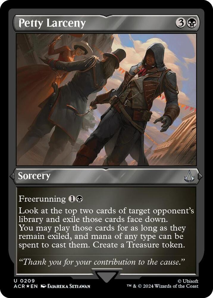 Petty Larceny (Foil Etched) 209 card from Universes Beyond: Assassin's Creed