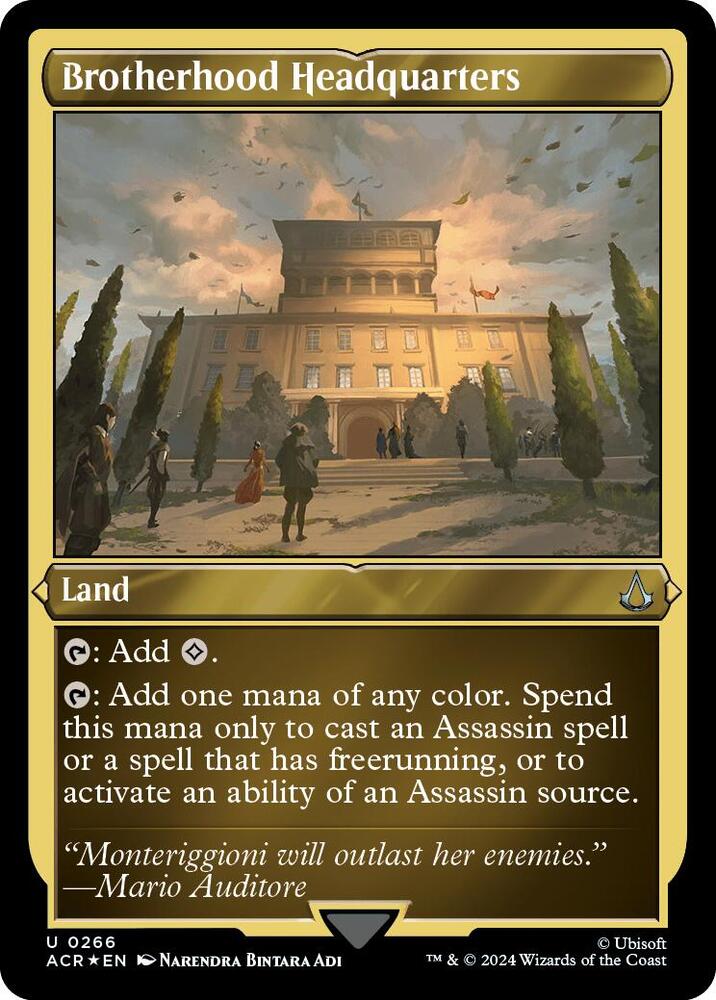 Brotherhood Headquarters (Foil Etched) 266 card from Universes Beyond: Assassin's Creed