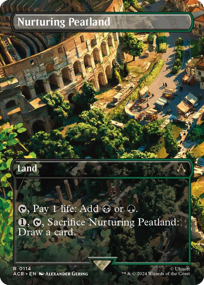 Nurturing Peatland (Borderless) 114 card from Universes Beyond: Assassin's Creed