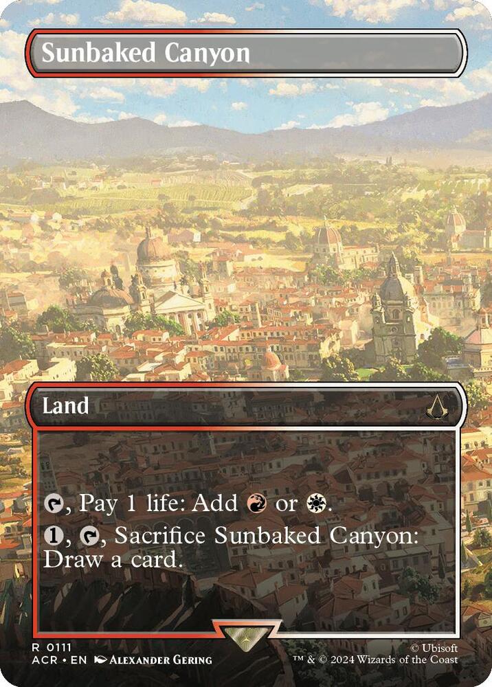 Sunbaked Canyon (Borderless) 111 card from Universes Beyond: Assassin's Creed