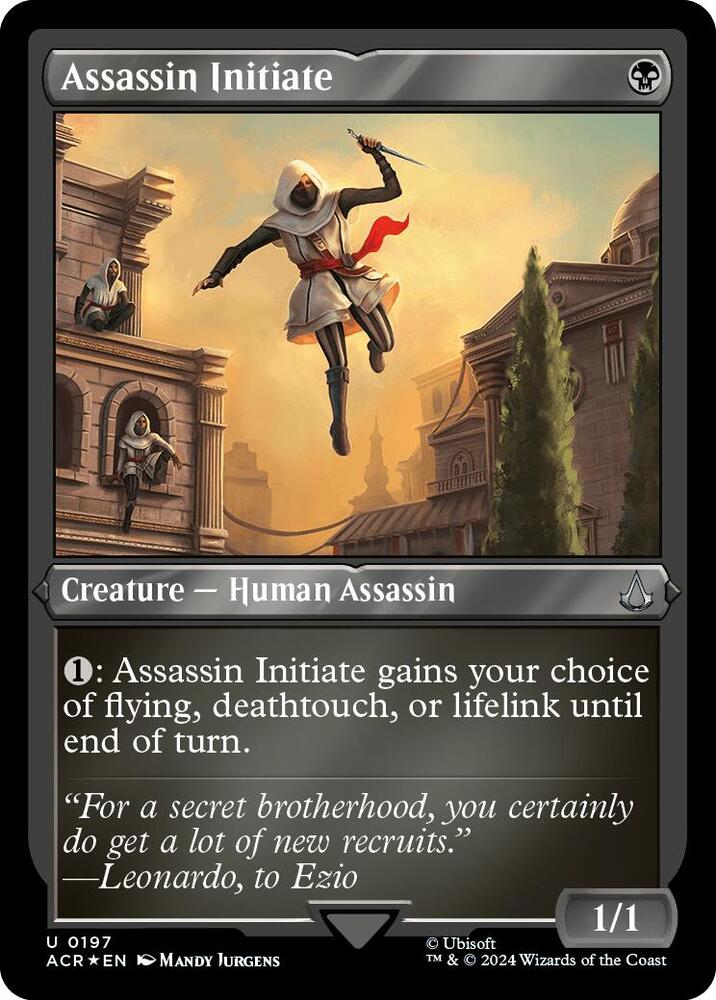 Assassin Initiate (Foil Etched) 197 card from Universes Beyond: Assassin's Creed