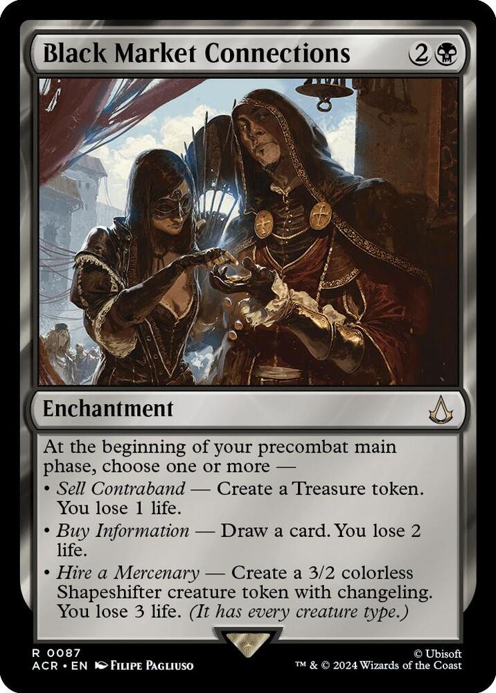 Black Market Connections 87 card from Universes Beyond: Assassin's Creed