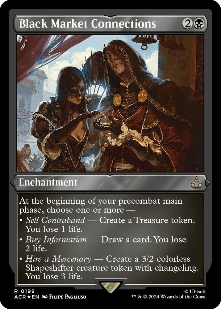 Black Market Connections (Foil Etched) 198 card from Universes Beyond: Assassin's Creed