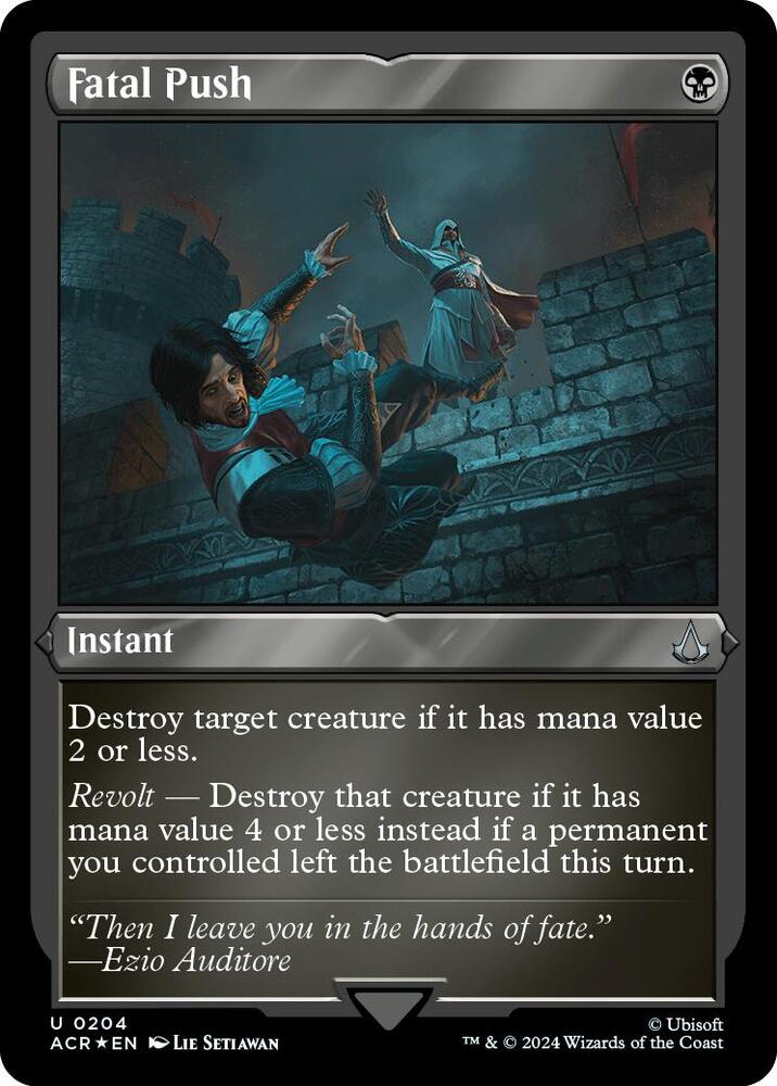 Fatal Push (Foil Etched) 204 card from Universes Beyond: Assassin's Creed
