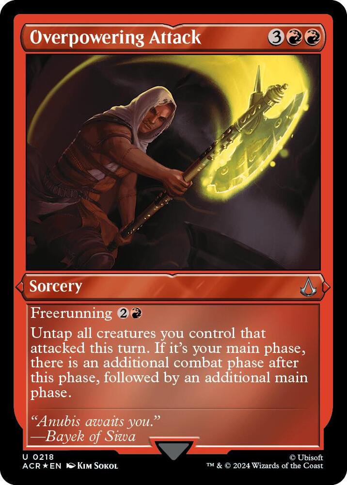 Overpowering Attack (Foil Etched) 218 card from Universes Beyond: Assassin's Creed