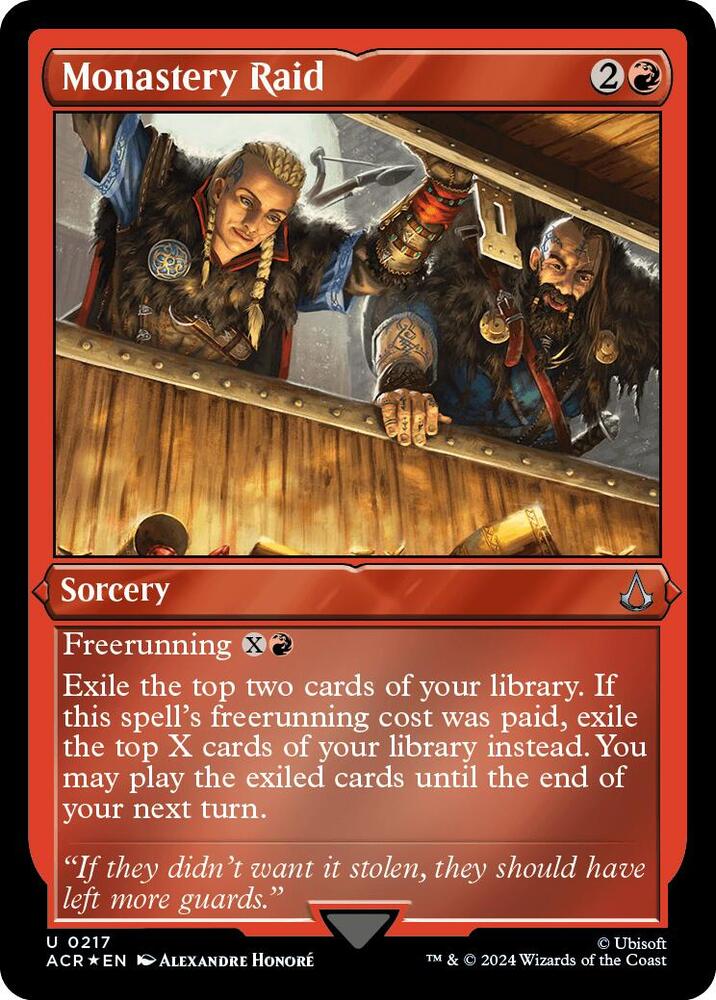 Monastery Raid (Foil Etched) 217 card from Universes Beyond: Assassin's Creed