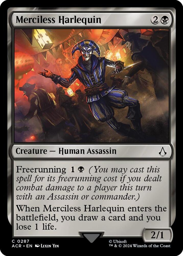 Merciless Harlequin 287 card from Universes Beyond: Assassin's Creed