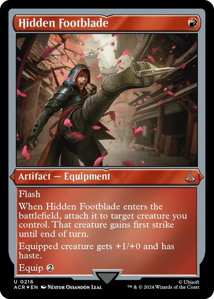 Hidden Footblade (Foil Etched) 216 card from Universes Beyond: Assassin's Creed