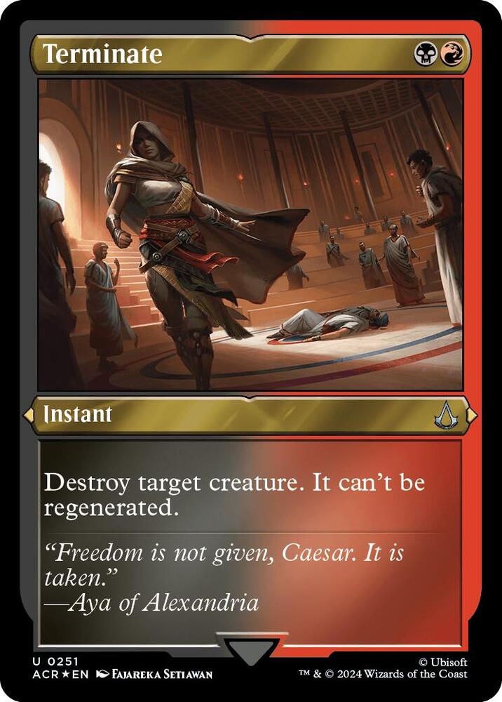 Terminate (Foil Etched) 251 card from Universes Beyond: Assassin's Creed
