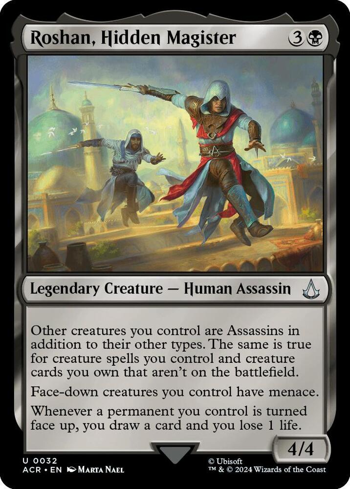 Roshan, Hidden Magister 32 card from Universes Beyond: Assassin's Creed