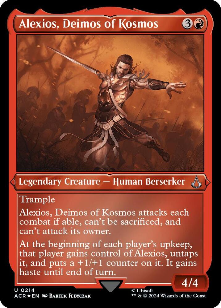 Alexios, Deimos of Kosmos (Foil Etched) 214 card from Universes Beyond: Assassin's Creed