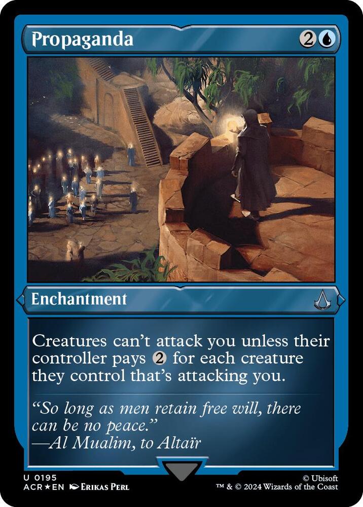Propaganda (Foil Etched) 195 card from Universes Beyond: Assassin's Creed