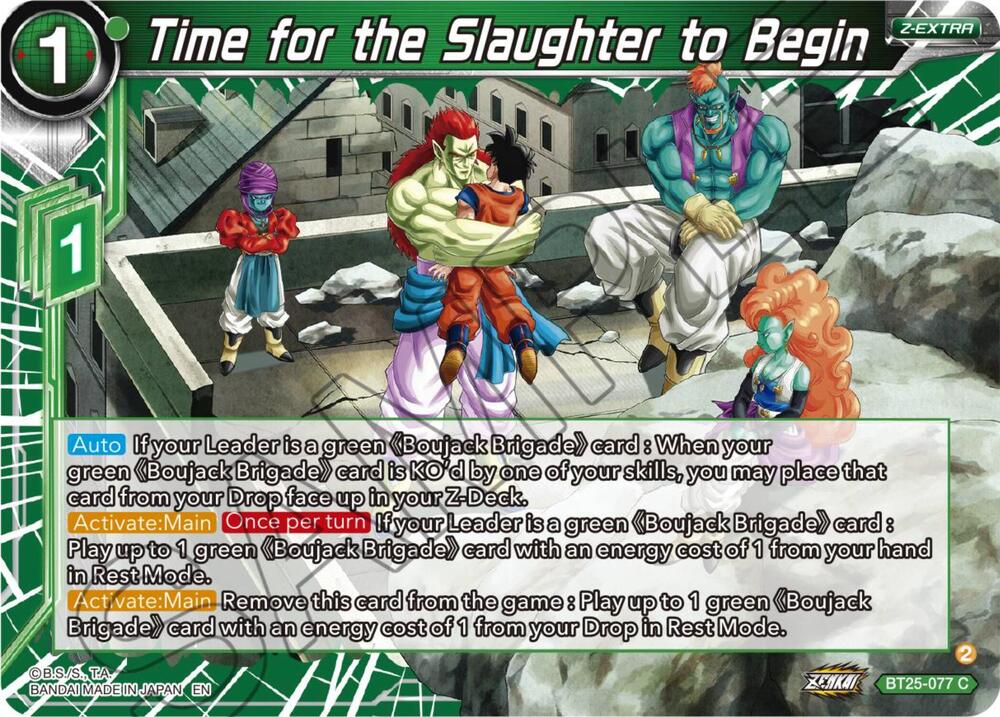 Time for the Slaughter to Begin BT25-077 card from Legend of the Dragon Balls