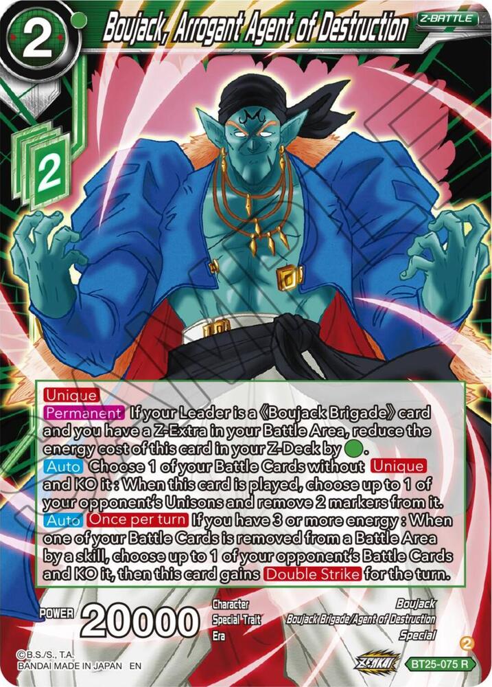 Boujack, Arrogant Agent of Destruction BT25-075 card from Legend of the Dragon Balls